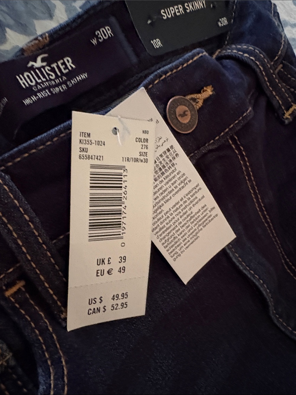 Hollister Women’s High Rise Super Skinny Blue Jeans New with Tags 10R/30R - Picture 9 of 9